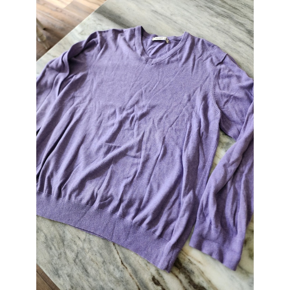 Old Navy Mens XXL Purple V-Neck 100% Cotton Fine Knit Long Sleeve Sweater